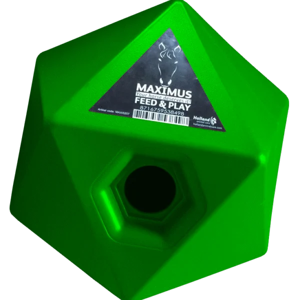 Cube ludique pour chevaux avec ouverture de 37 mm pour les friandises, vert – Maximus Feed & Play Cube