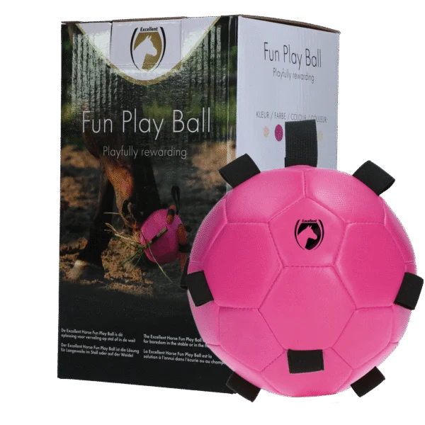 Balle de jeu pour cheval avec élastiques, 19 cm, rose – Excellent Horse Fun Play Ball