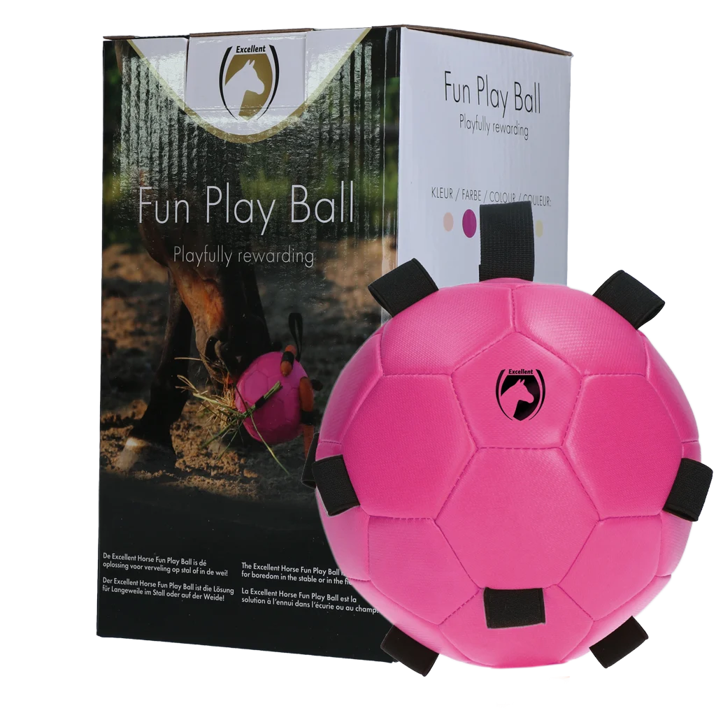 Balle de jeu pour cheval avec élastiques, 19 cm, rose – Excellent Horse Fun Play Ball – Image 1