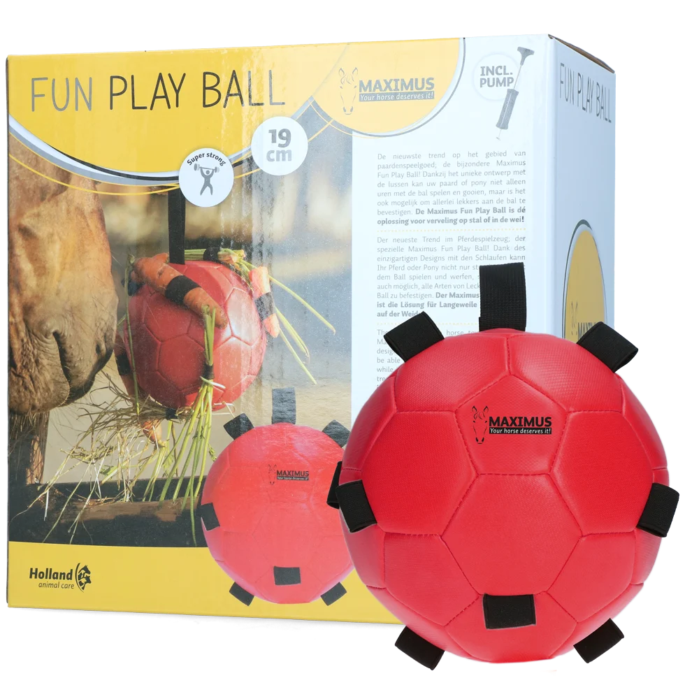 MAXI5301.png Ballon de jeu pour cheval avec élastiques, 19 cm, rouge – Excellent Horse Fun Play Ball – Image 1