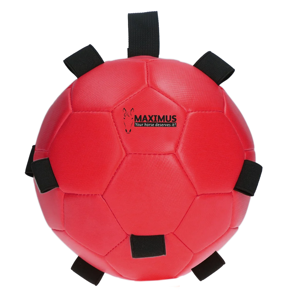 Ballon de jeu pour cheval avec élastiques, 19 cm, rouge – Excellent Horse Fun Play Ball – Image 2