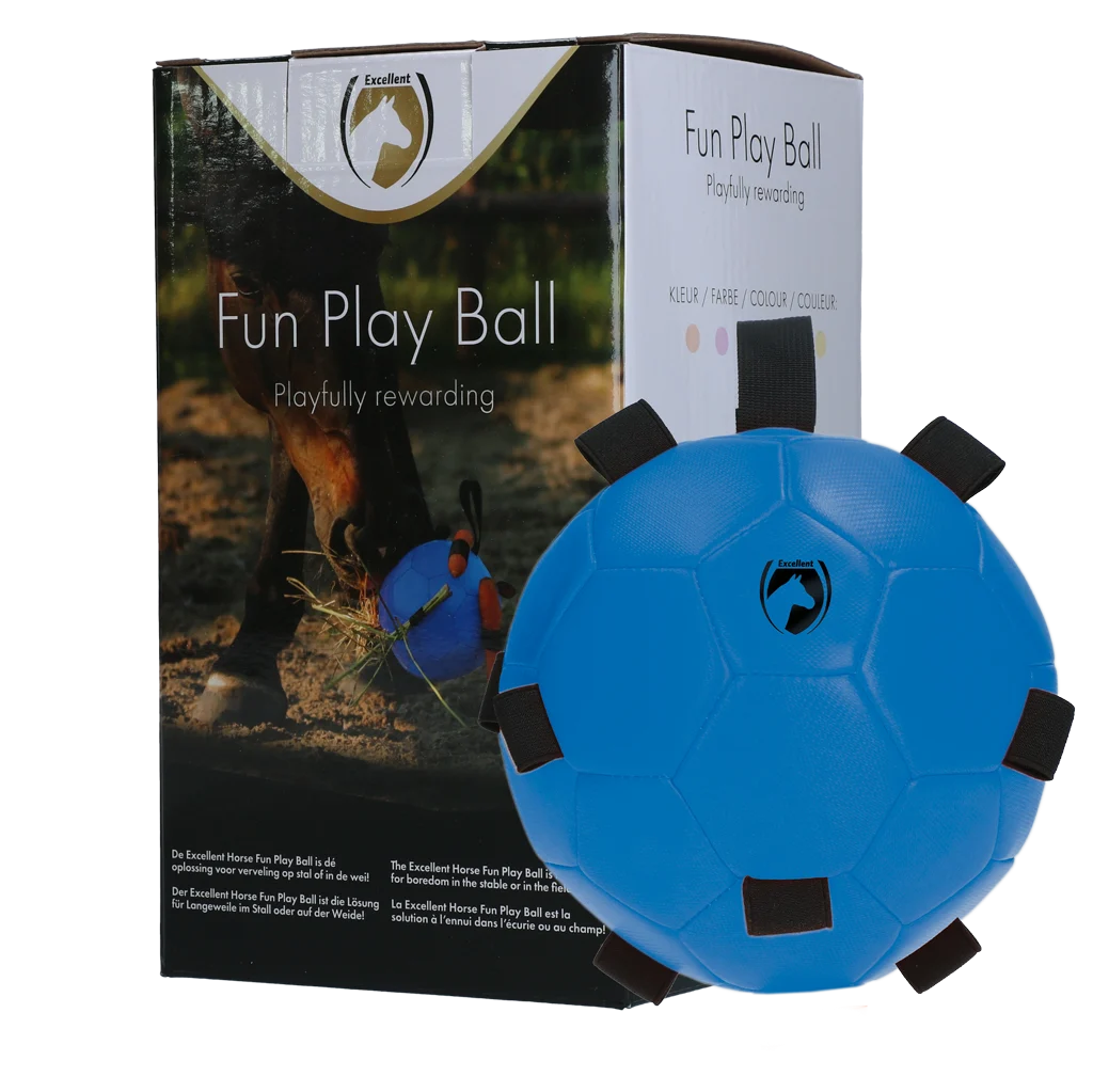 Ballon de jeu pour cheval avec élastiques, 19 cm, bleu – Excellent Horse Fun Play Ball – Image 1