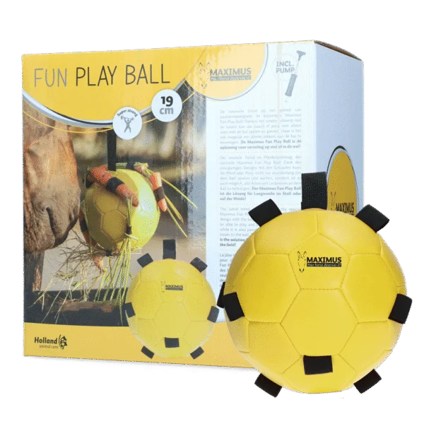 Balle de jeu pour cheval avec élastiques, 19 cm, jaune – Excellent Horse Fun Play Ball