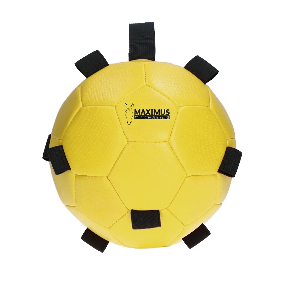 Balle de jeu pour cheval avec élastiques, 19 cm, jaune – Excellent Horse Fun Play Ball – Image 2