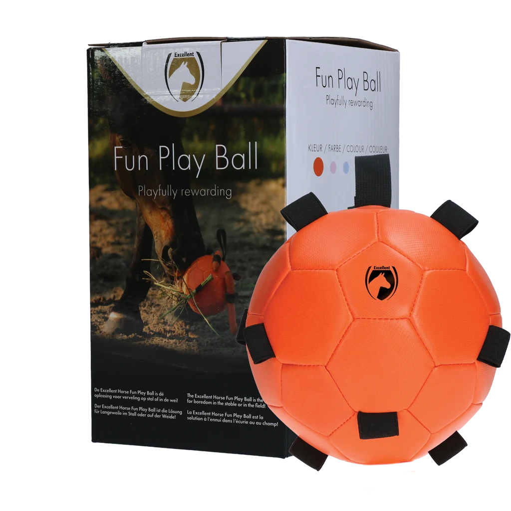 Balle de jeu pour cheval avec élastiques, 19 cm, orange – Excellent Horse Fun Play Ball – Image 1