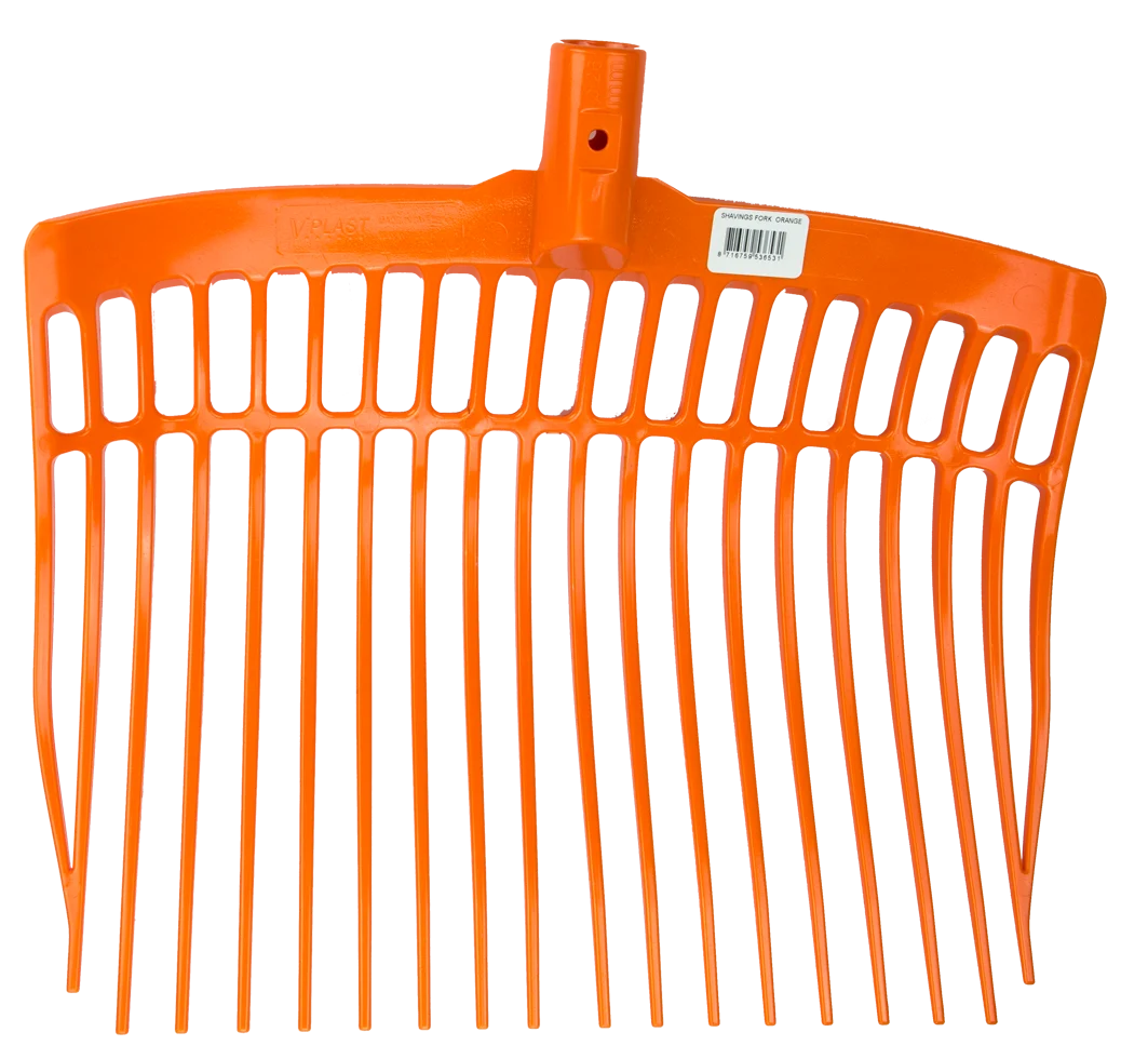 Fourche à fumier en plastique sans manche, orange, 41 x 36 x 11 cm – Vplast – Image 1