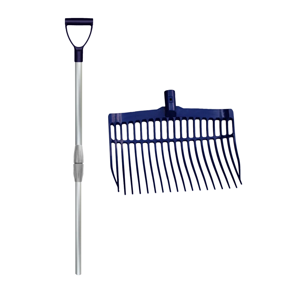 Fourche à fumier en plastique avec manche en aluminium bleue – Vplast – Image 1