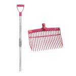Fourche à crottin en plastique avec manche en aluminium rose – Vplast – Image 2