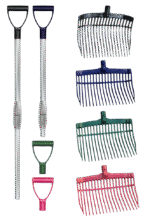 Fourche à crottin en plastique avec manche en aluminium rose – Vplast