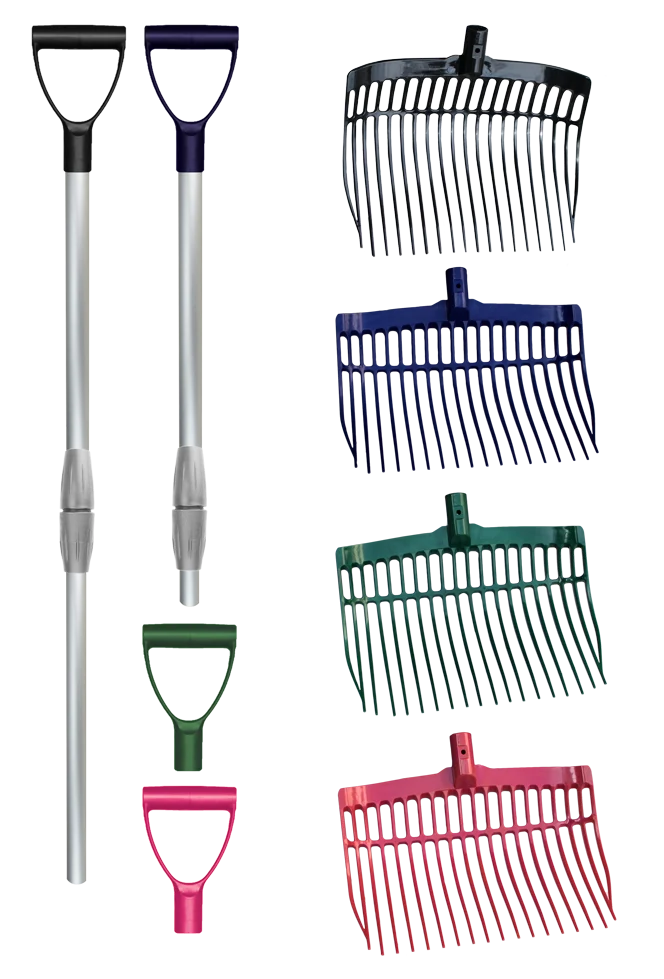 Fourche à crottin en plastique avec manche en aluminium rose – Vplast – Image 1