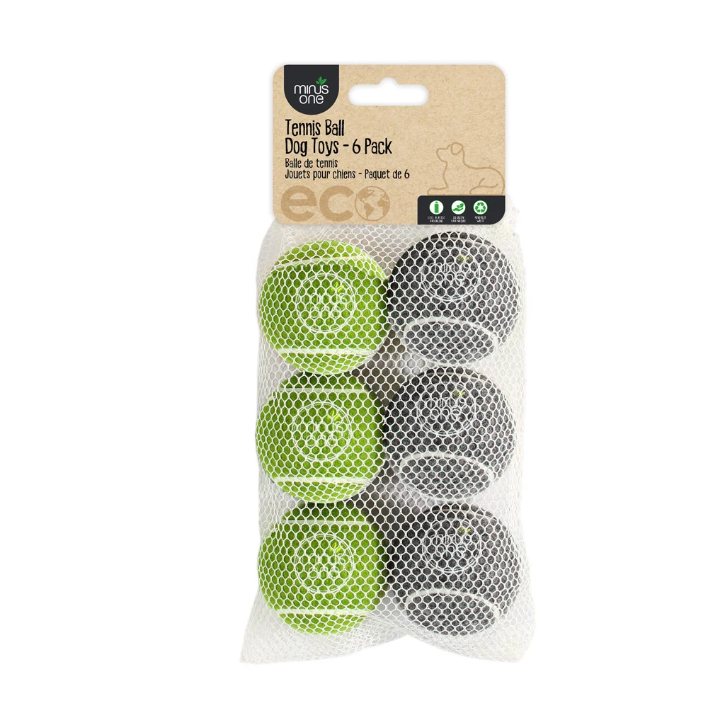 MINU37115.jpg Balles de tennis pour chiens, lot de 6 – Minus One Bouncy Tennis Ball Dog Toys – Image 1