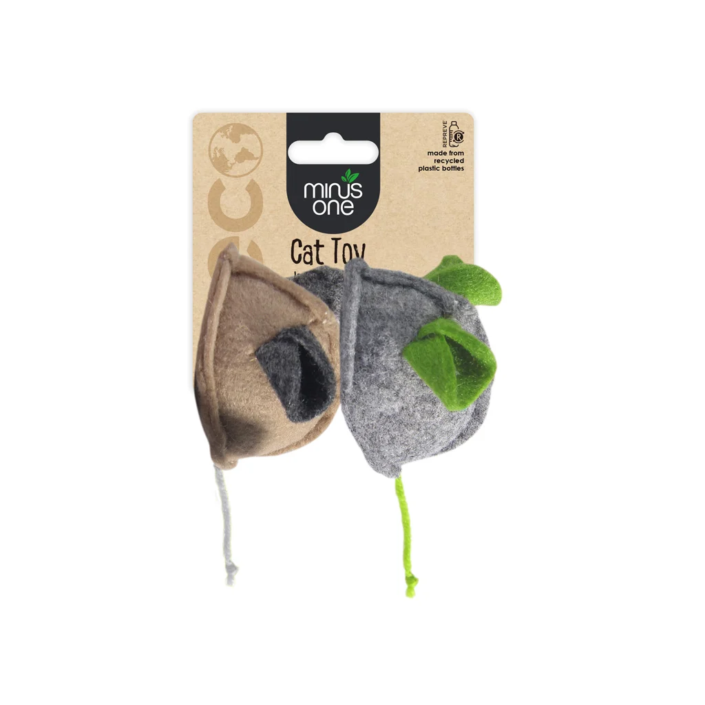 Souris jouets pour chat en feutre avec herbe à chat, 2 pièces – Minus One Felt Cat Toys Mouse 2-pack – Image 1