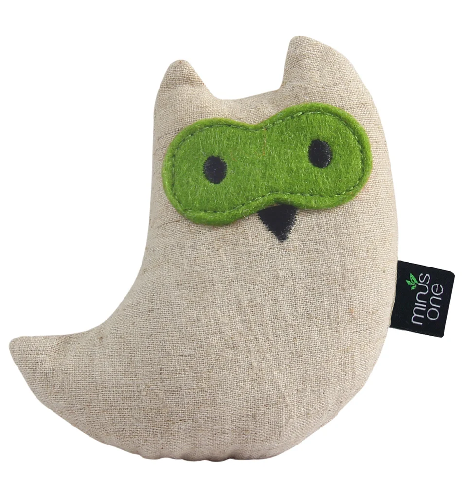 MINU37375.jpg Jouet pour chat en forme de chouette avec herbe à chat, 10,5 x 9,5 x 2,5 cm – Minus One Docile Buddy Cat Toy Owl – Image 1