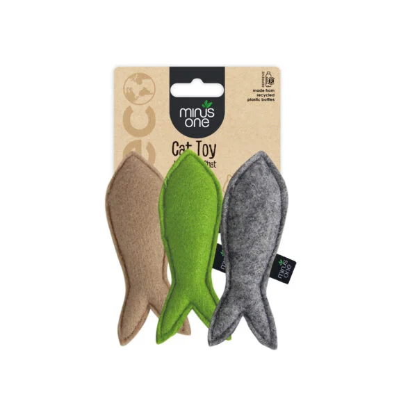 Poissons en feutre avec herbe à chat pour chat, lot de 3 – Minus One Felt Cat Toys Fish 3 pack