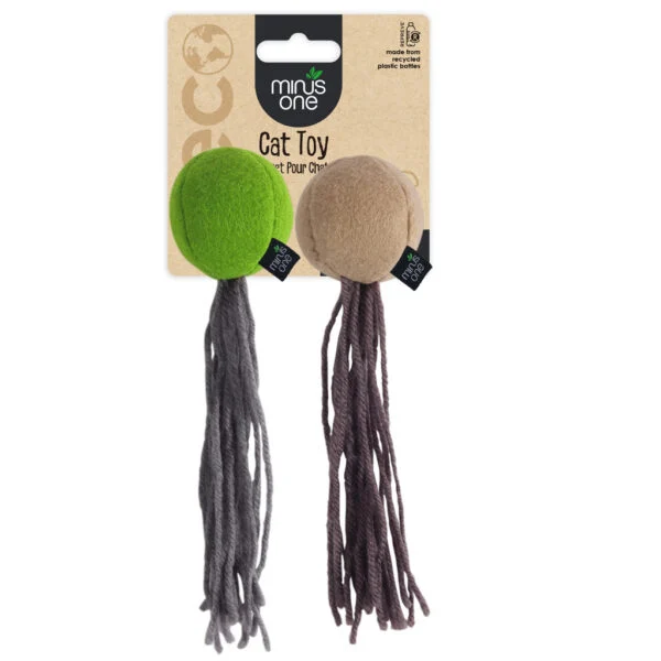 Balles pour chat en feutre et à l’herbe à chat, 2 pièces – Minus One Felt Cat Toys Balls 2-pack