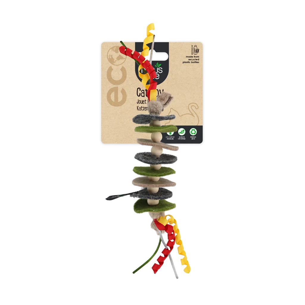 Jouets pour chat en forme de corde avec feutre et herbe à chat – Minus One Classic Felt Cat Toys Rope – Image 1