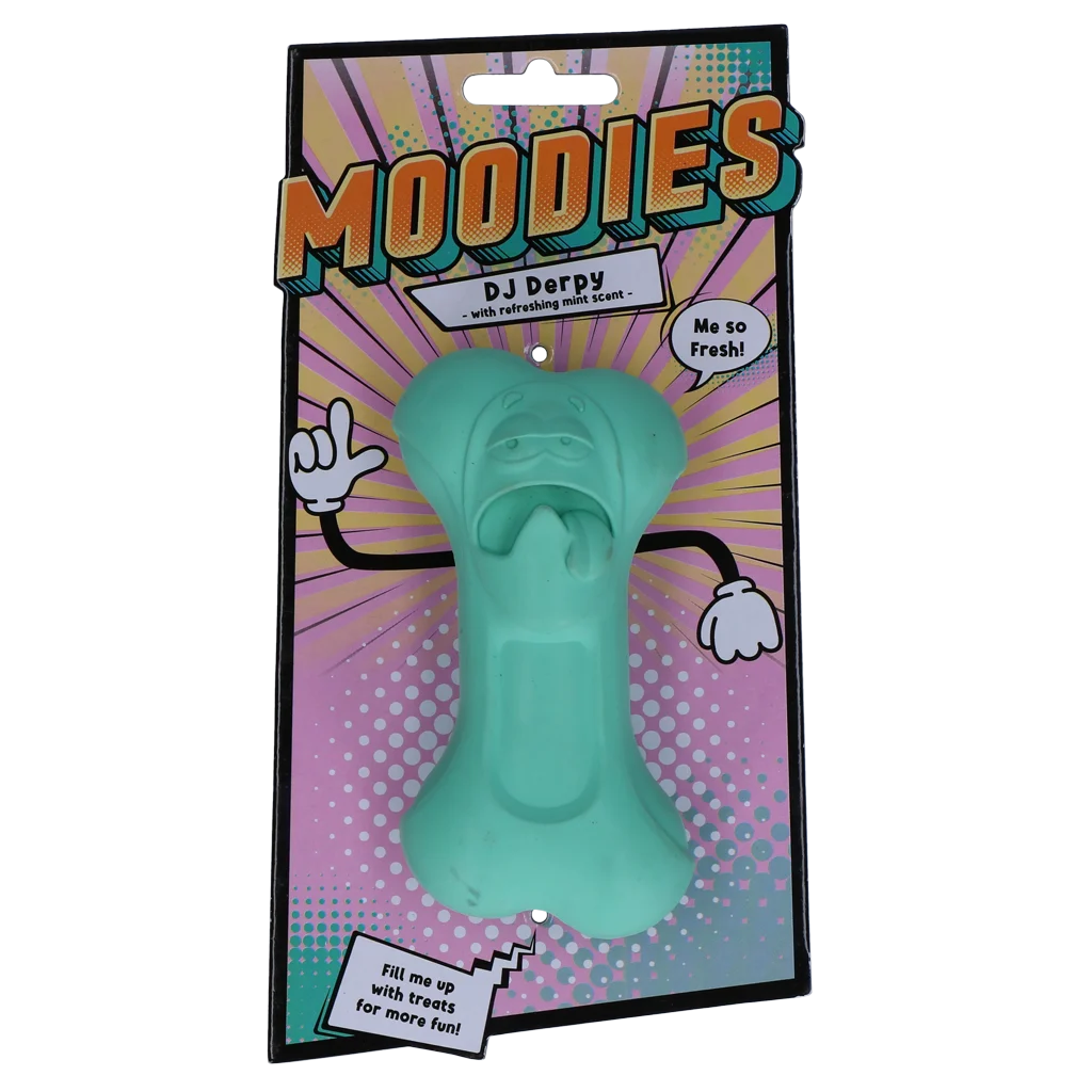 MOOD007.png Os à mâcher pour chiens en caoutchouc naturel avec parfum de menthe – Moodies DJ Derpy – Image 1