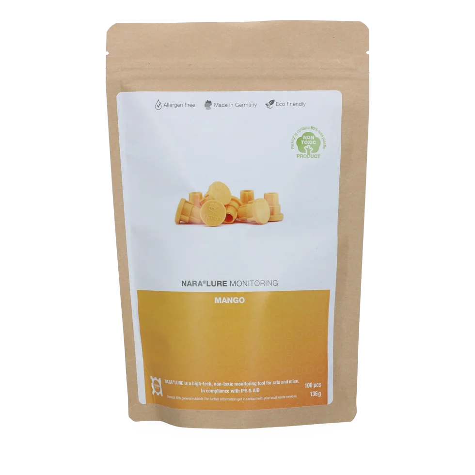 Appât en plastique aromatisé à la mangue pour souris et rats, 100 pièces – Nara Lure – Image 1