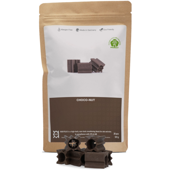Bloc d’appât en plastique pour souris et rats, arôme chocolat, 20 pièces – Nara Bloc
