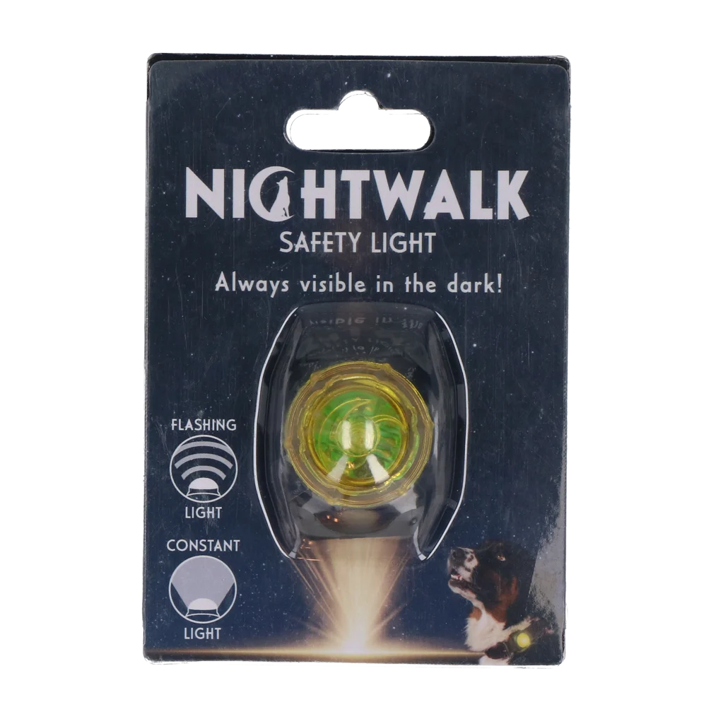 Lampe de sécurité pour collier de chien, jaune, 2 modes d’éclairage – Nightwalk Safety Light – Image 1