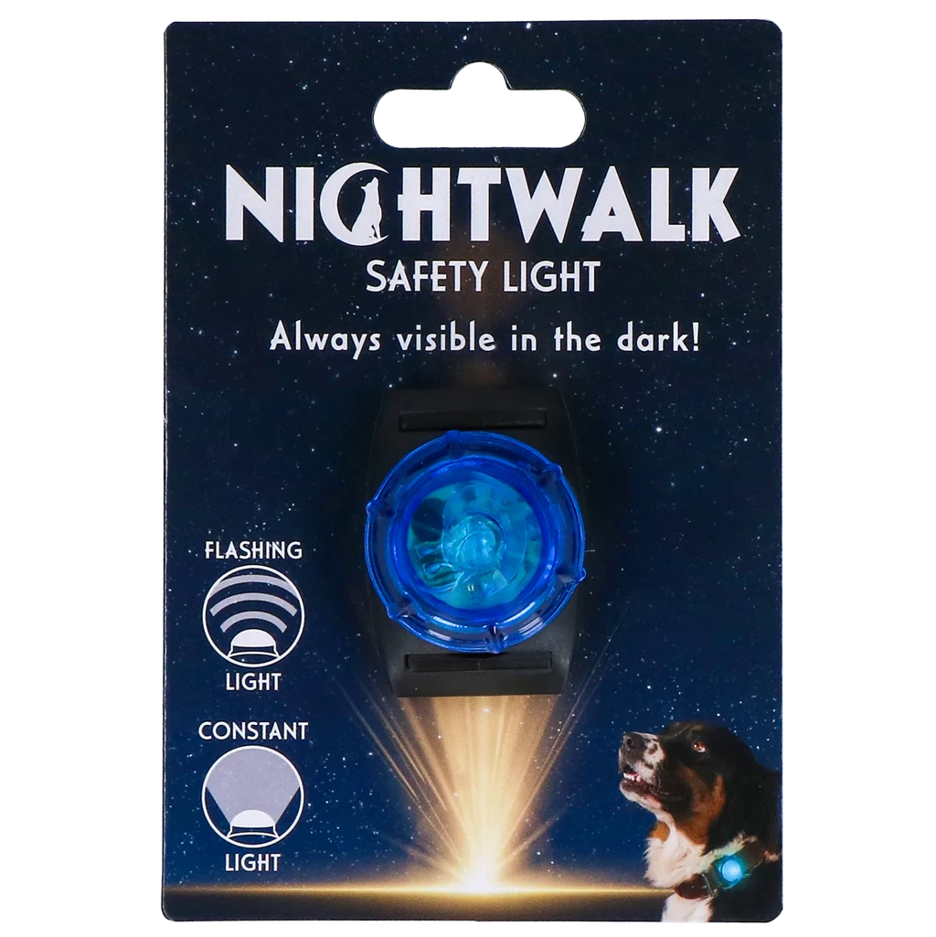 Lampe de sécurité bleue pour collier de chien, 2 modes d’éclairage – Nightwalk Safety Light – Image 1