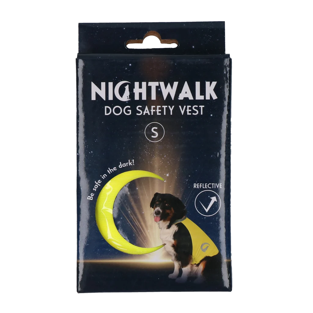 Gilet de sécurité pour chien avec éléments réfléchissants et fermeture autoagrippante jaune S – Nightwalk Safety Vest – Image 1