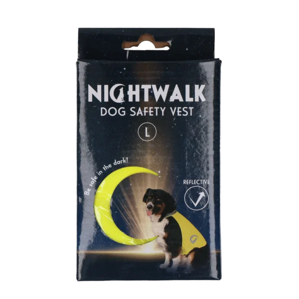 Gilet de sécurité pour chien avec éléments réfléchissants et fermeture velcro jaune L – Nightwalk Safety Vest