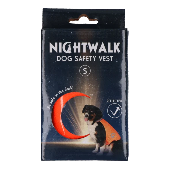 Gilet de sécurité pour chien avec éléments réfléchissants et fermeture autoagrippante, orange, S – Nightwalk Safety Vest