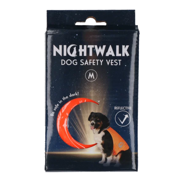 Gilet de sécurité pour chien avec éléments réfléchissants et fermeture autoagrippante, orange, M – Nightwalk Safety Vest