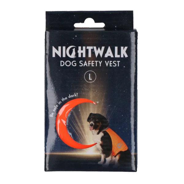 Gilet de sécurité pour chien avec détails réfléchissants et fermeture auto agrippante, orange, L – Nightwalk Safety Vest