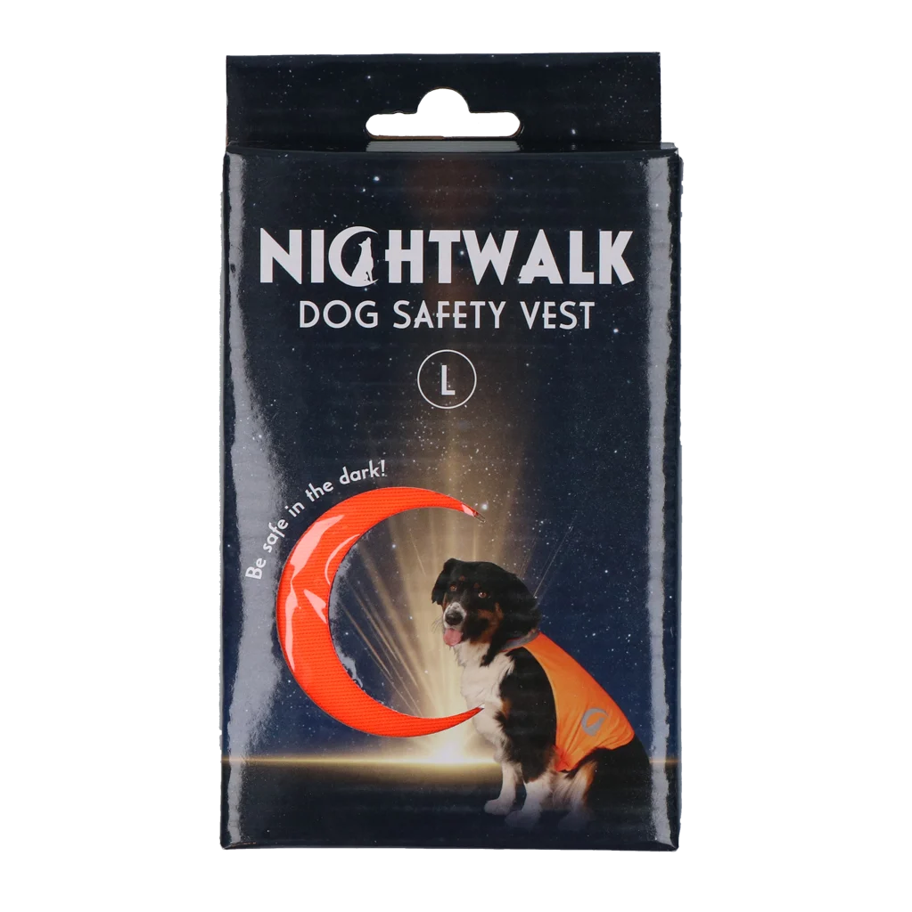 Gilet de sécurité pour chien avec détails réfléchissants et fermeture auto agrippante, orange, L – Nightwalk Safety Vest – Image 1