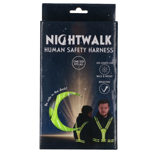 Harnais de sécurité avec éclairage LED, réglable, jaune – Nightwalk Human Safety Harness