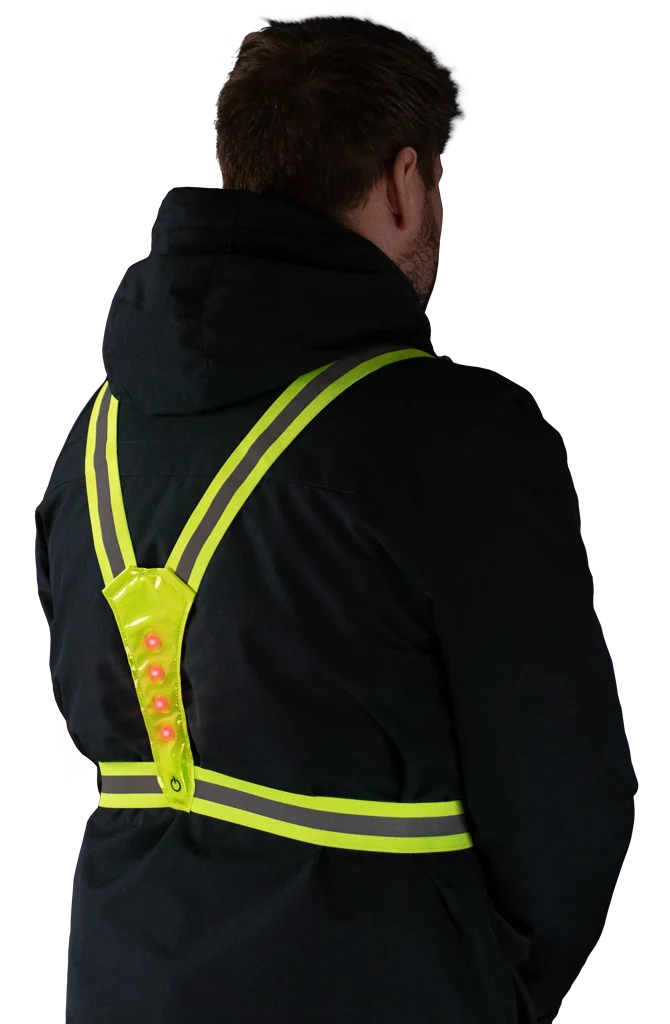 Harnais de sécurité avec éclairage LED, réglable, jaune – Nightwalk Human Safety Harness – Image 4