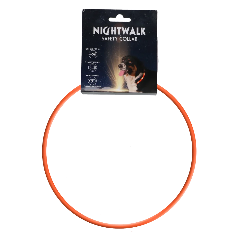 Collier lumineux rechargeable pour chien, orange – Nightwalk Safety Collar – Image 1