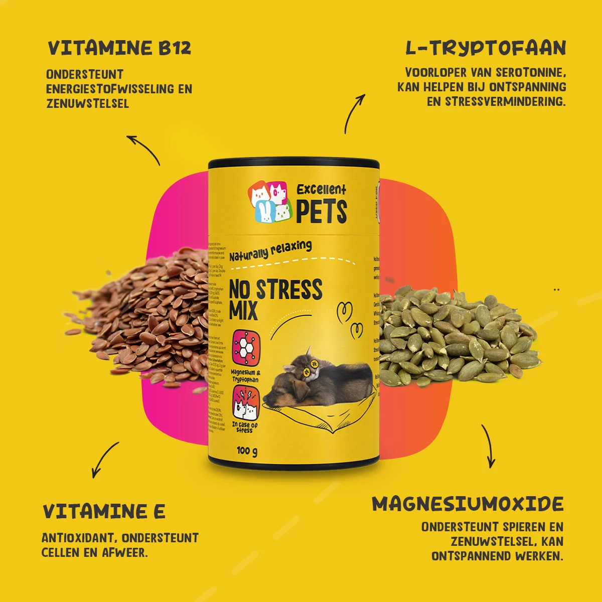 Poudre complémentaire anti stress pour chiens et chats, 100 g – Excellent Pets No Stress Mix – Image 6