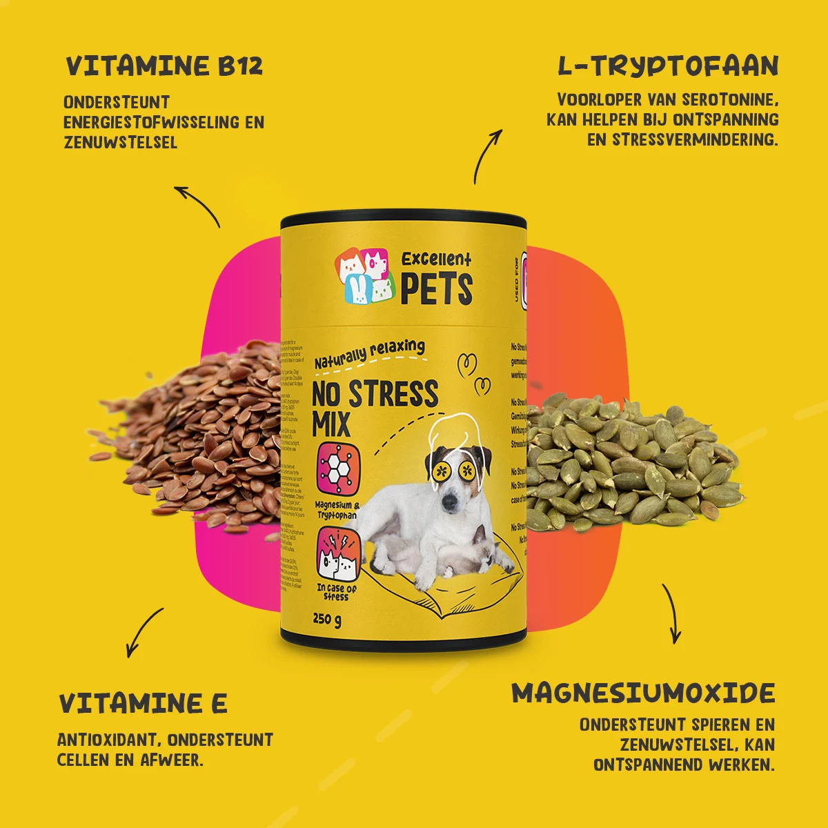 Complément alimentaire en poudre pour chiens et chats en période de stress, 250 g – Excellent Pets No Stress Mix – Image 6