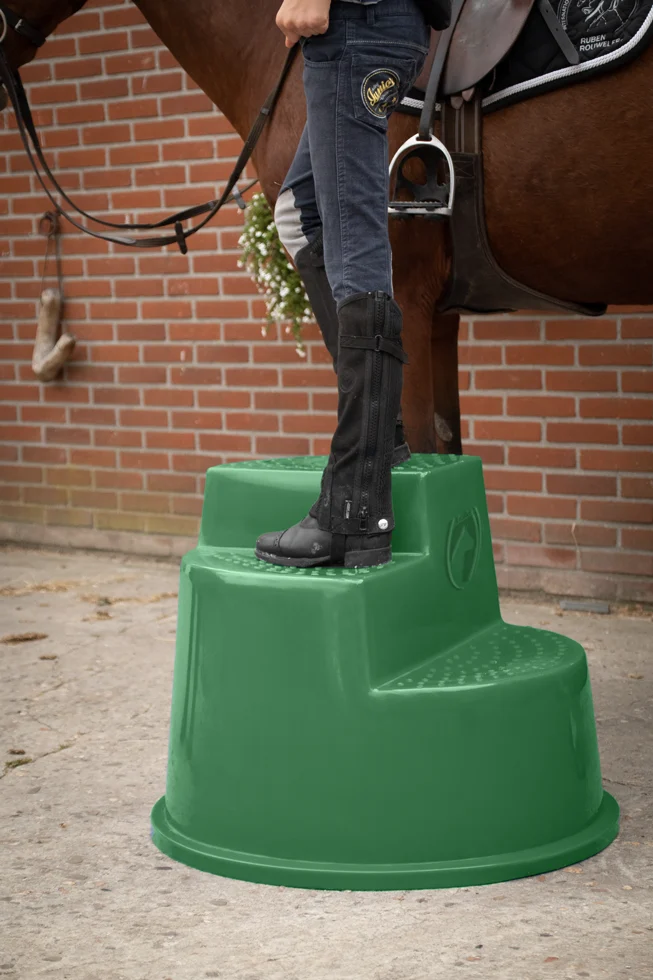 Marchepied avec 3 marches antidérapantes, vert, 53 cm – Excellent Horse – Image 4