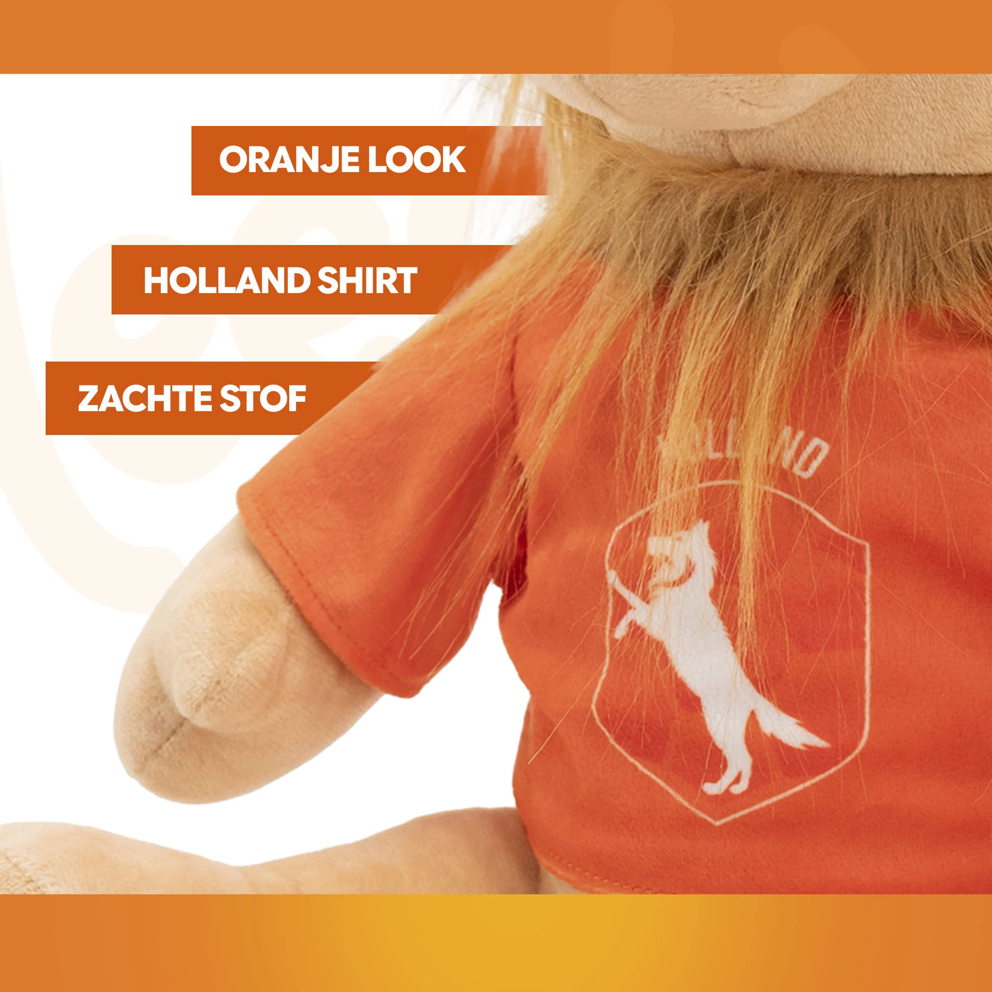 Peluche pour chien Lion, orange, 34 cm – Holland Lion orange L – Image 4