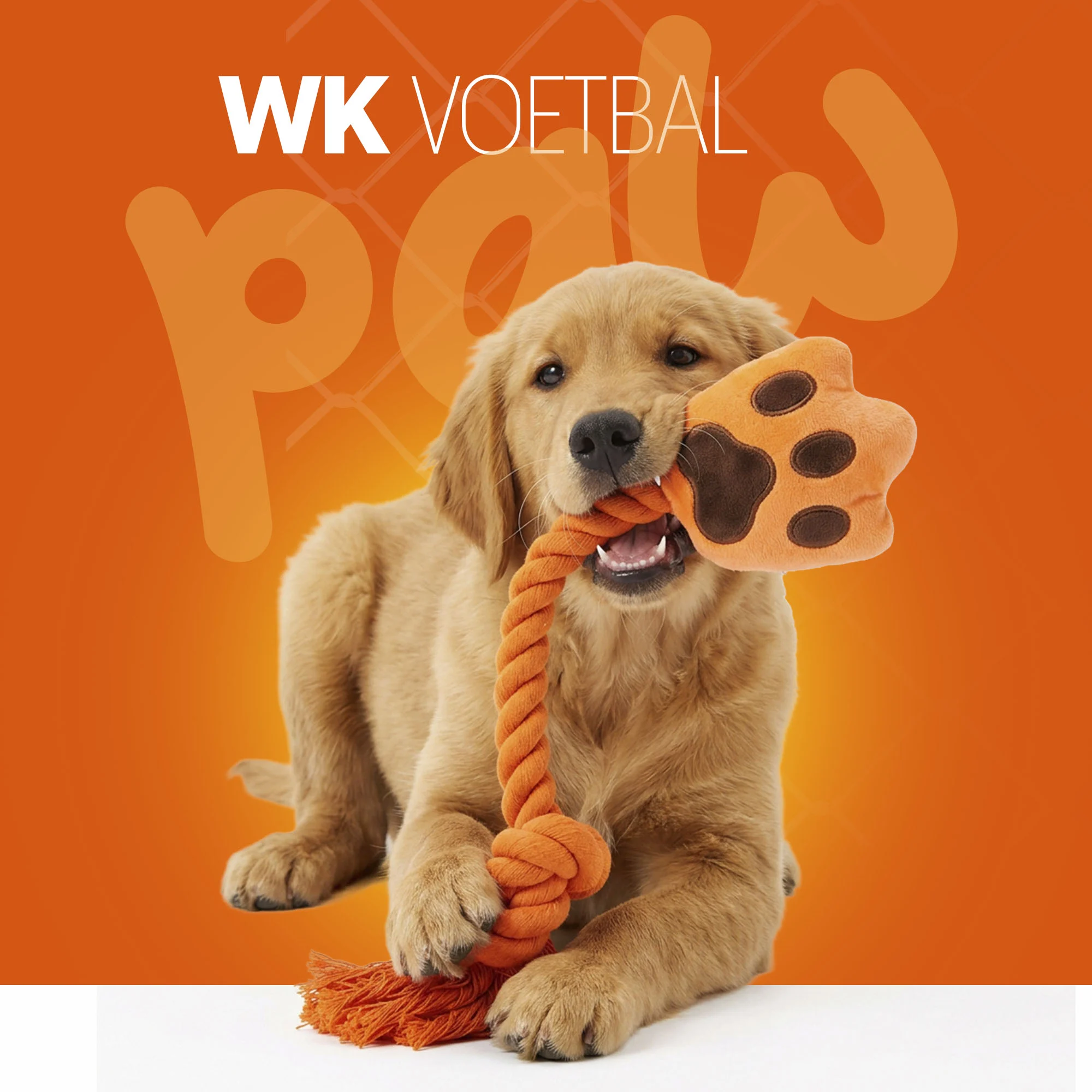 Jouet à tirer pour chien en forme de main, avec corde à tirer et couineur – Holland Oranje High Five – Image 2