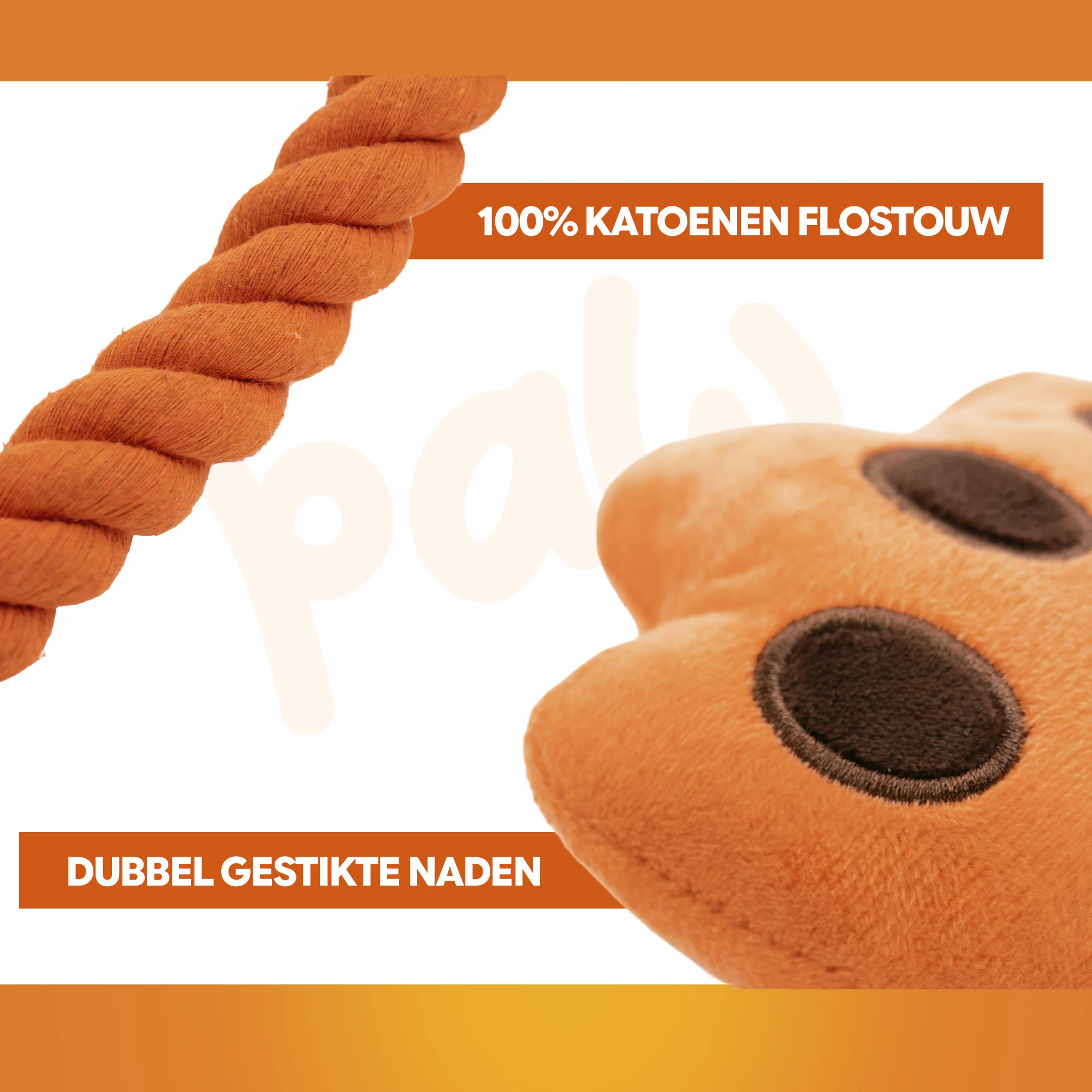 Jouet à tirer pour chien en forme de main, avec corde à tirer et couineur – Holland Oranje High Five – Image 5