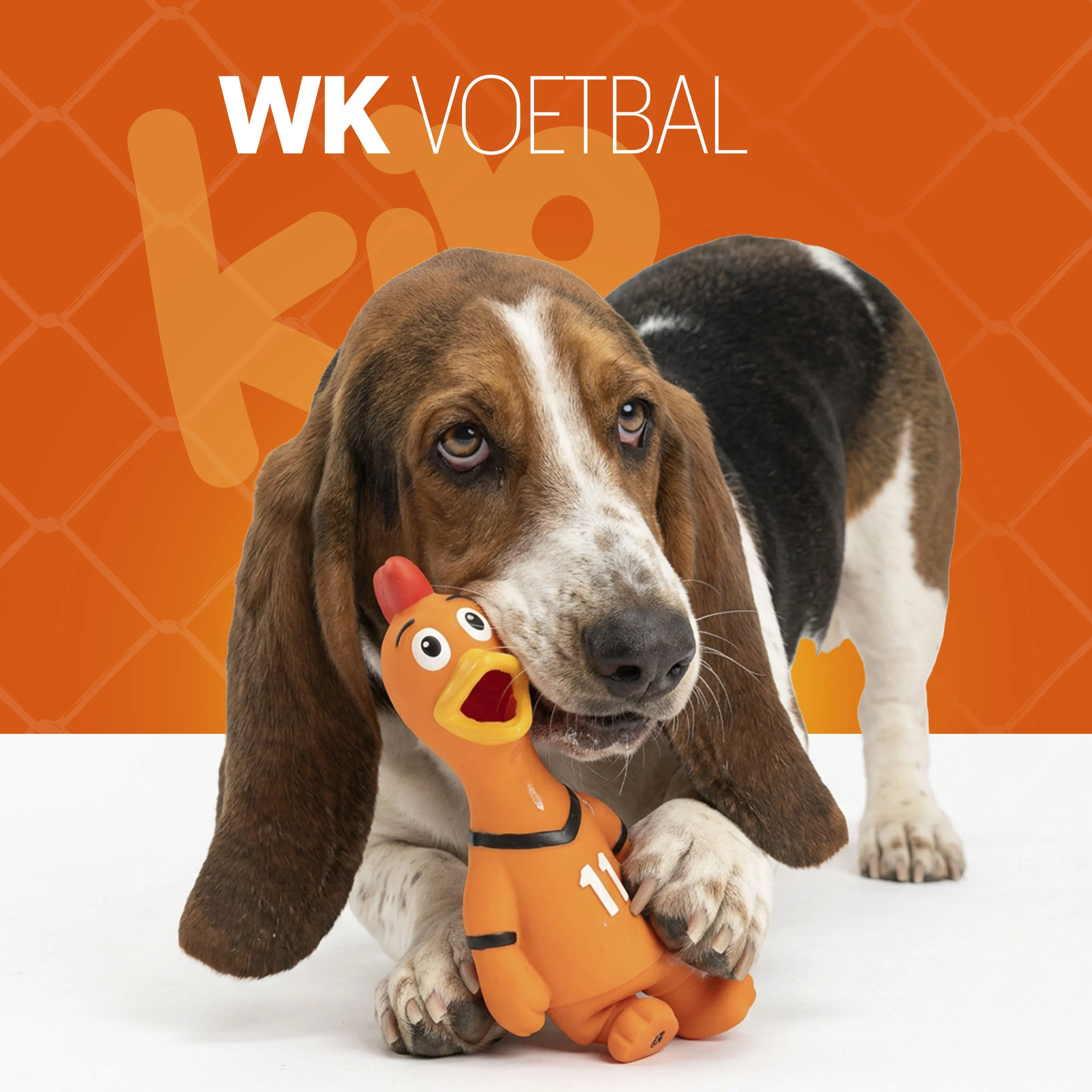 Jouet pour chien en forme de poulet en latex, orange – Holland WK Kip – Image 2