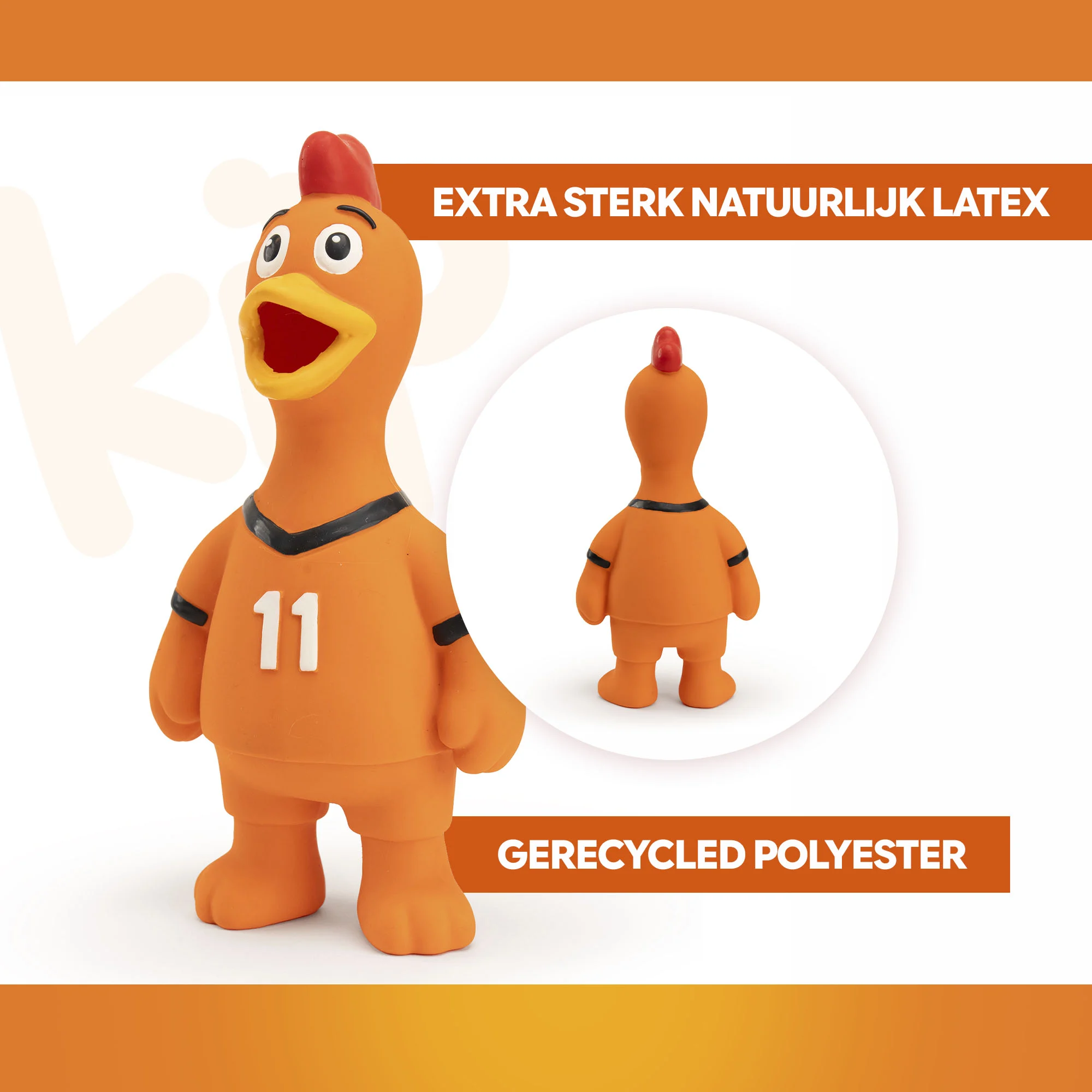 Jouet pour chien en forme de poulet en latex, orange – Holland WK Kip – Image 3