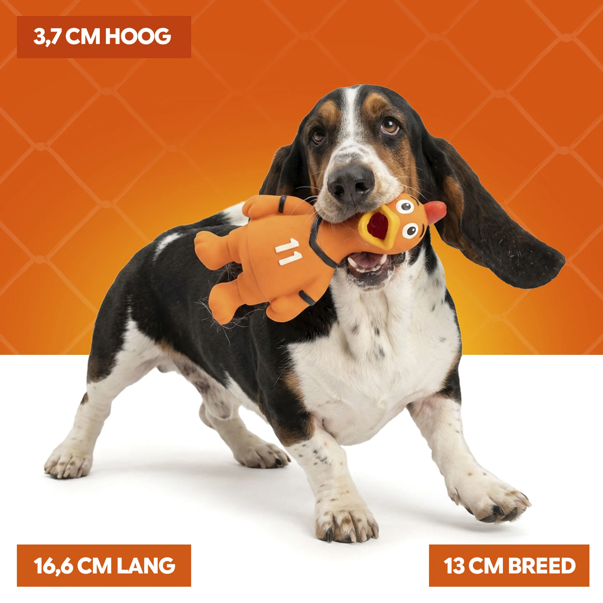 Jouet pour chien en forme de poulet en latex, orange – Holland WK Kip – Image 4