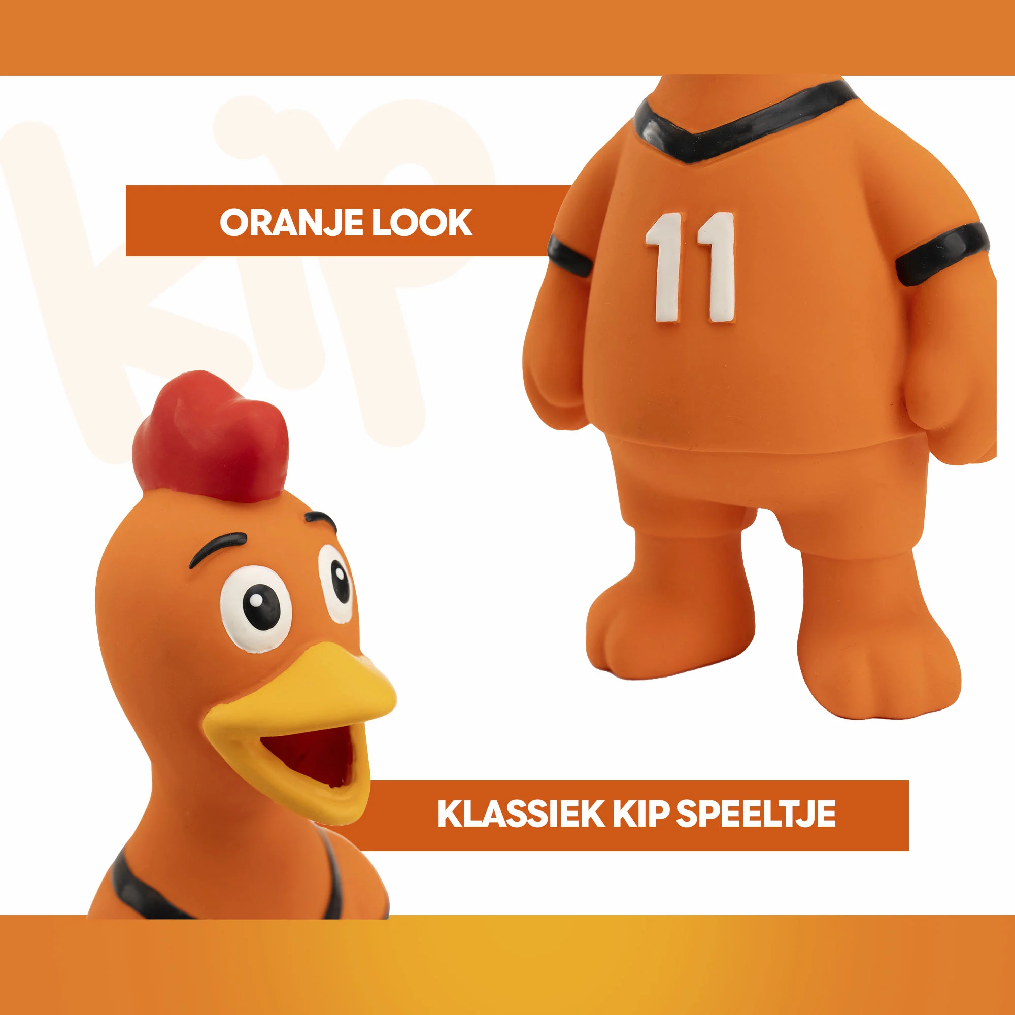 Jouet pour chien en forme de poulet en latex, orange – Holland WK Kip – Image 5