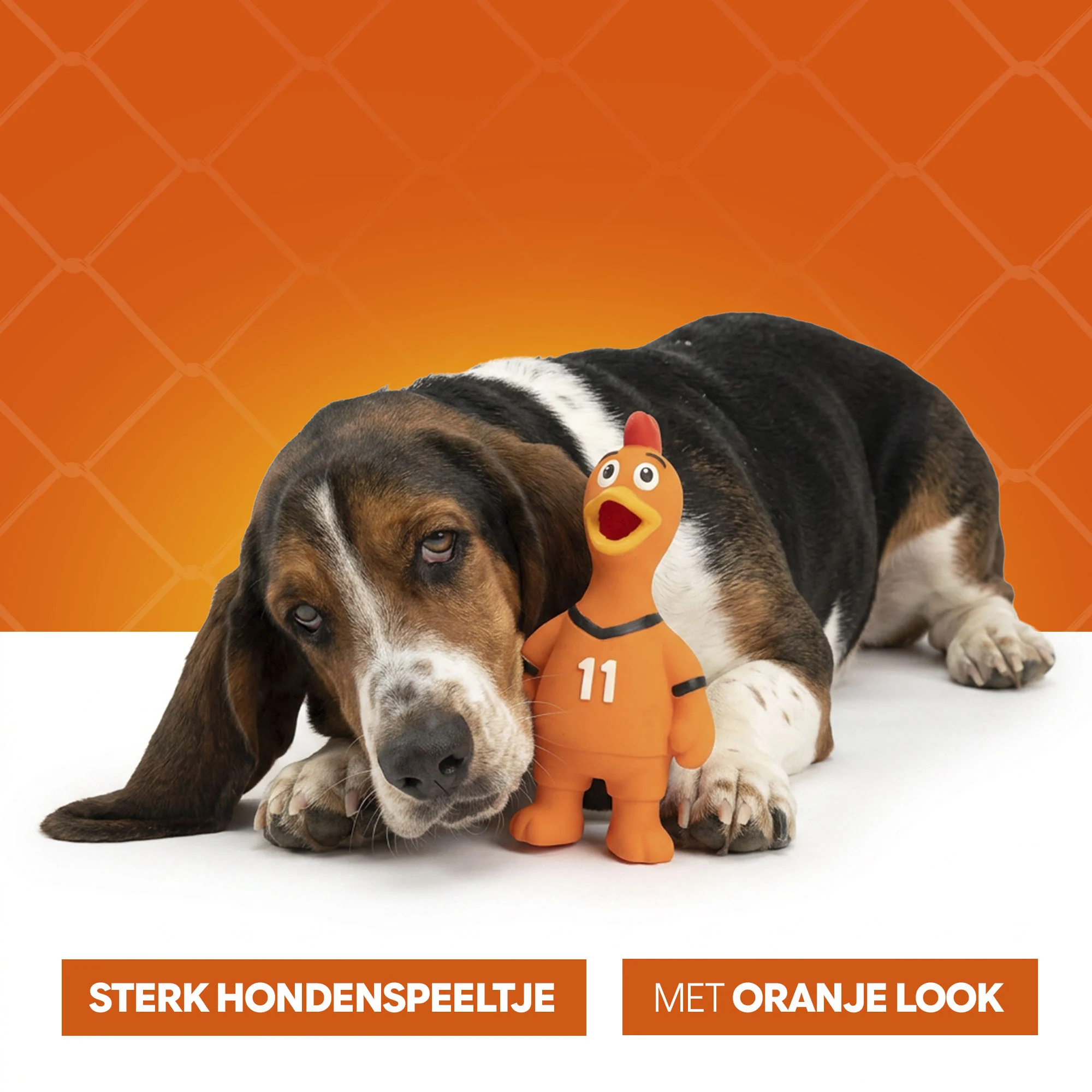 Jouet pour chien en forme de poulet en latex, orange – Holland WK Kip – Image 6