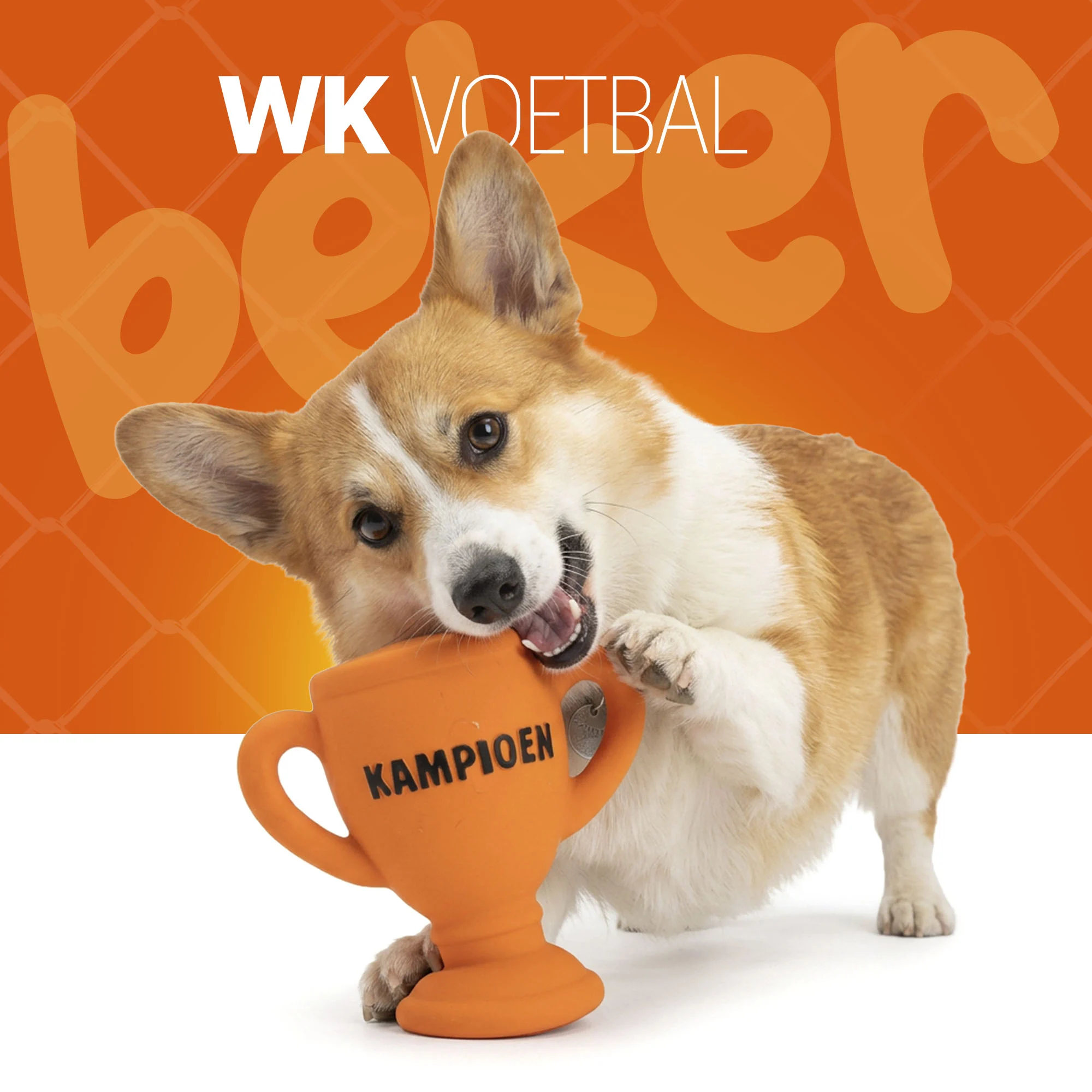 Jouet pour chien en latex en forme de gobelet, orange – Holland WK Beker – Image 2