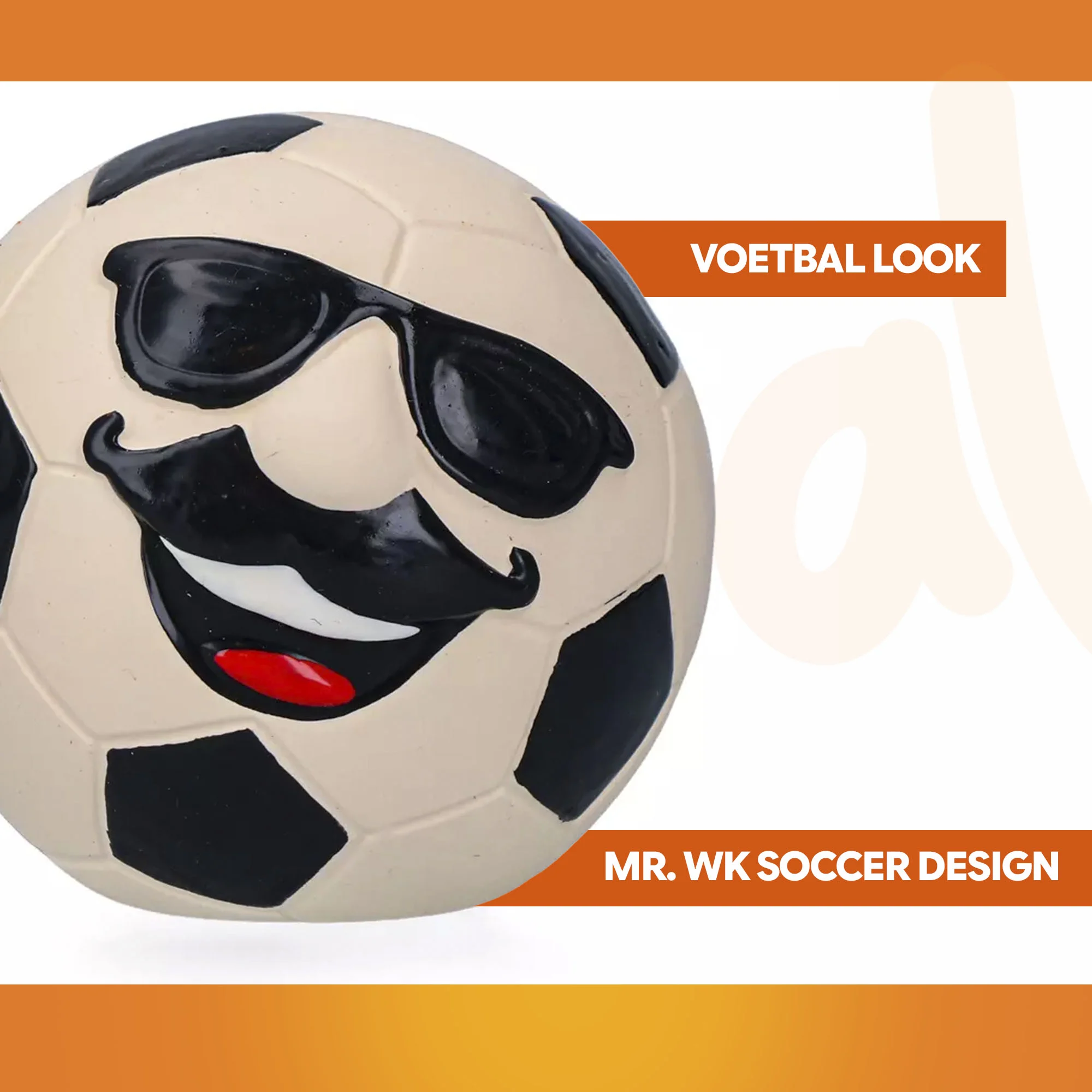 Jouet pour chien en latex avec couineur, orange, L – Holland Mr. WK Soccer – Image 3