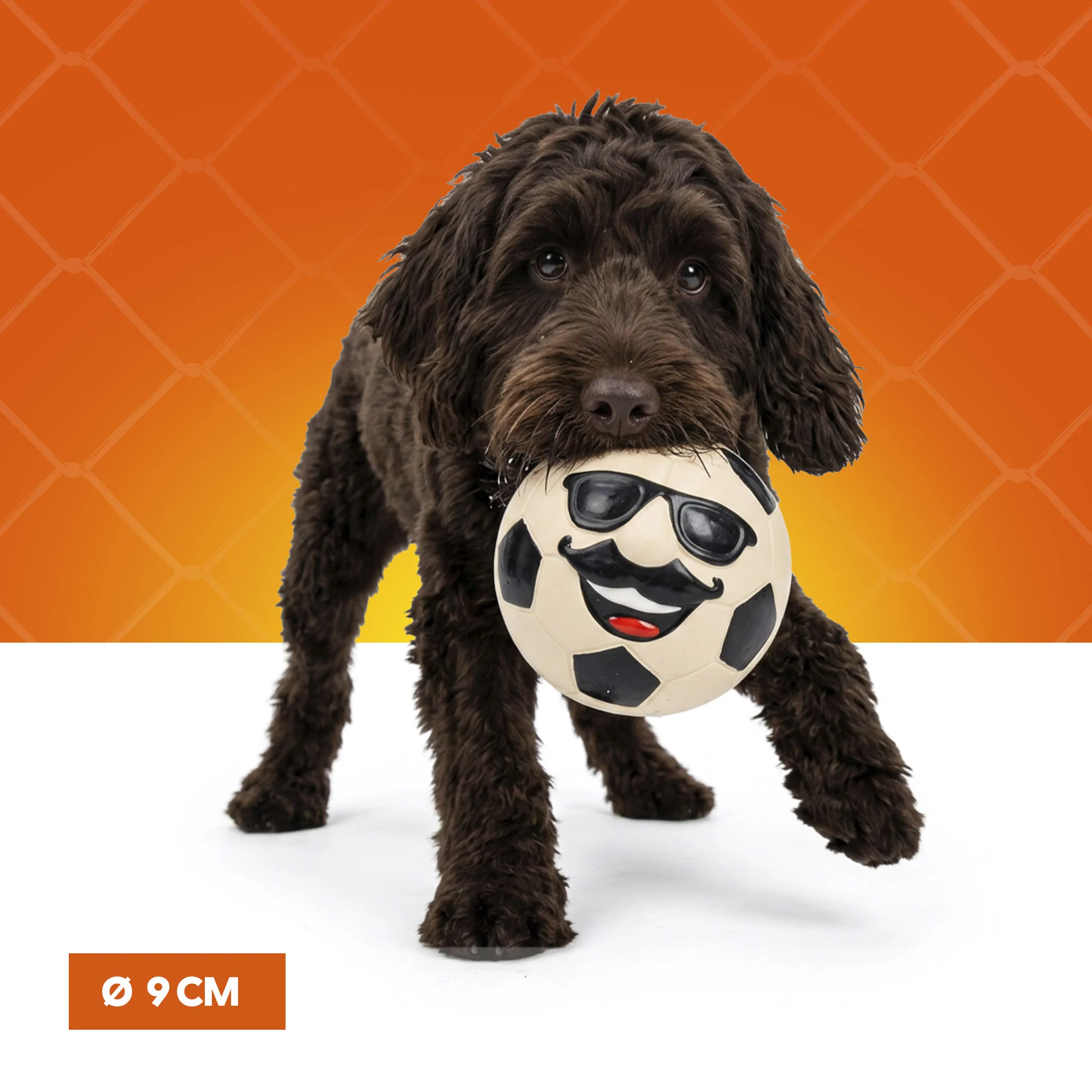 Jouet pour chien en latex avec couineur, orange, L – Holland Mr. WK Soccer – Image 4
