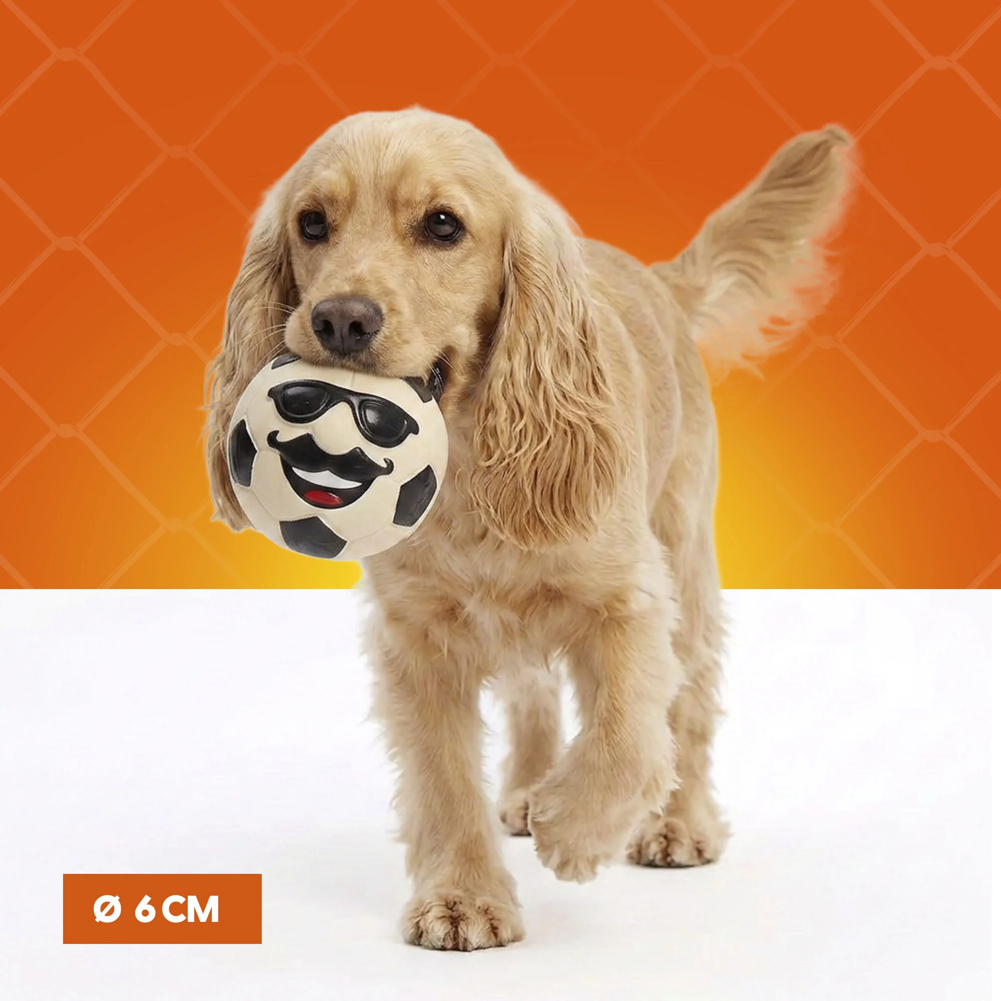 Jouet pour chien en latex avec couineur, orange, M – Holland Mr. WK Soccer – Image 4