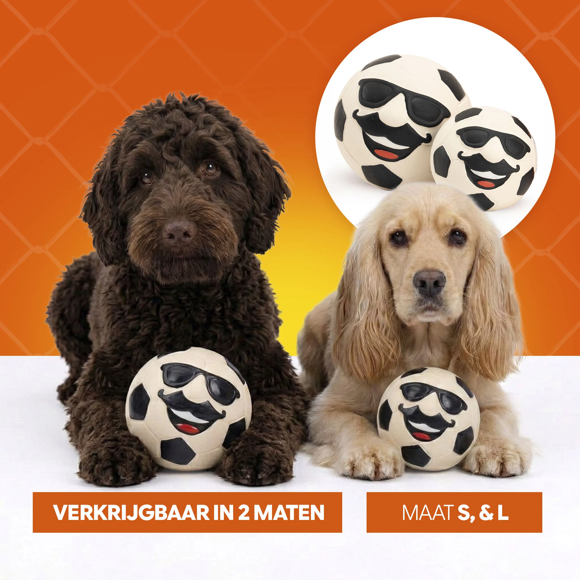 Jouet pour chien en latex avec couineur, orange, M – Holland Mr. WK Soccer – Image 6